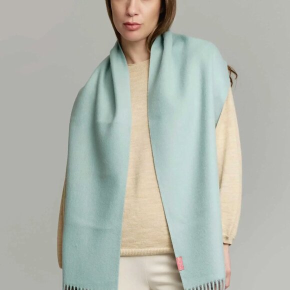 NWT Inca Fashions 100% Baby Alpaca 71"x12" Scarf Fringe Clearwater Green/Blue - Picture 10 of 10